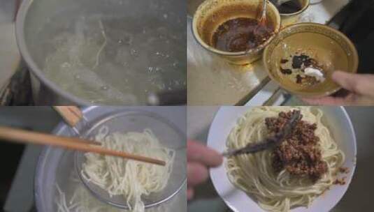 四川传统美食杂酱面高清在线视频素材下载