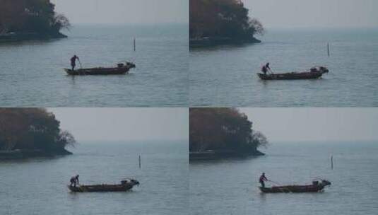 太湖上的渔民高清在线视频素材下载