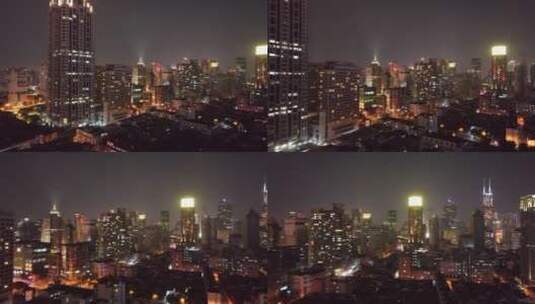 上海浦西黄浦区夜景航拍高清在线视频素材下载