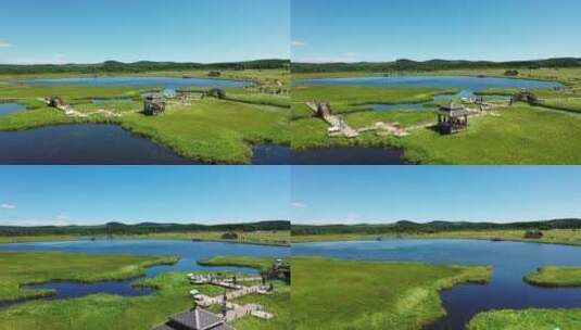 航拍塞罕坝七星湖景区（4k）高清在线视频素材下载
