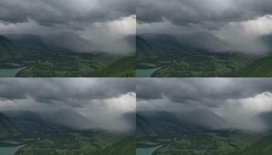 暴雨中的喀纳斯山顶高清在线视频素材下载