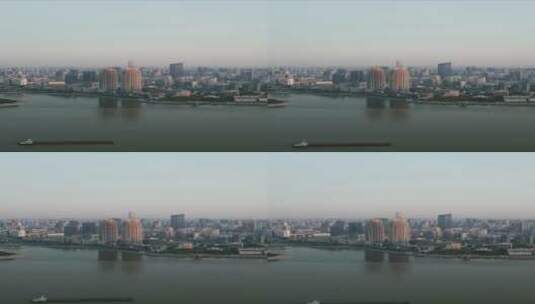 武汉汉江长江交汇处竖屏航拍高清在线视频素材下载