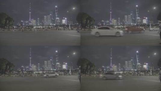 上海夜景人流南京东路过马路8K灰片原素材高清在线视频素材下载