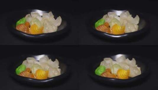 膨化食品虾片鱿鱼卷油炸食品食材高清在线视频素材下载