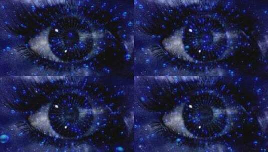 唯美3D合成蓝色眼睛星空背景元素高清在线视频素材下载