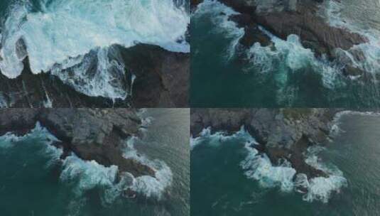 海浪冲击岩石 航拍4k平潭岛屿高清在线视频素材下载