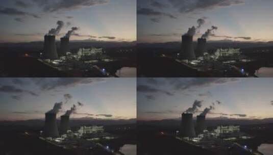 4k夕阳下的火电厂03御2pro D-log高清在线视频素材下载