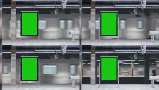 地铁站台上的绿色屏幕交通板高清在线视频素材下载