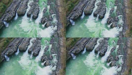 岩石间碧绿的河流高清在线视频素材下载