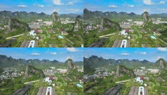 桂林国家高新区的山峦航拍全景高清在线视频素材下载