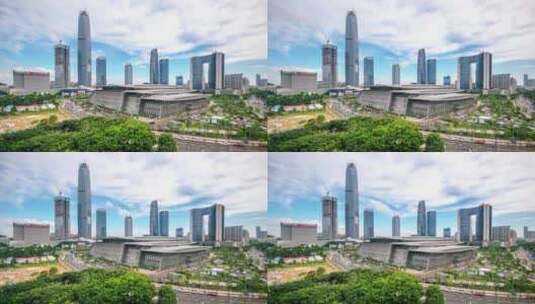 东莞市中心会展城市风光延时高清在线视频素材下载