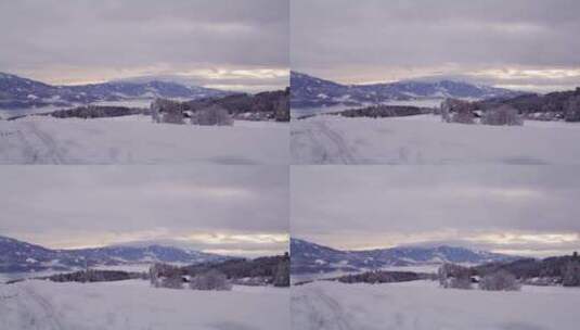 黄昏时分的雪山天际线景观高清在线视频素材下载