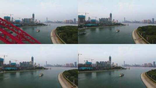武汉长江汉江交汇处4K航拍高清在线视频素材下载