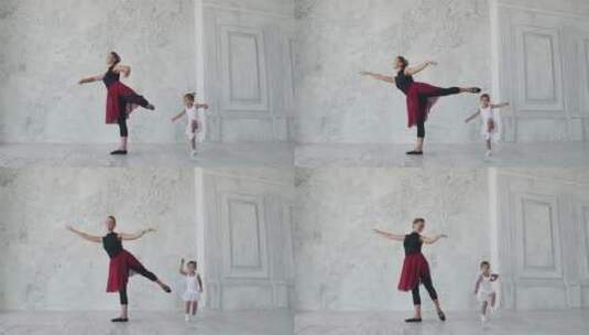 教女儿芭蕾舞高清在线视频素材下载