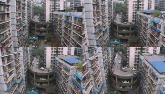 重庆网红环形停车楼抖音打卡航拍4K高清在线视频素材下载