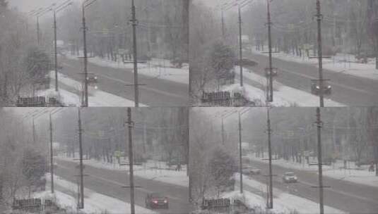 下暴雪的城市高清在线视频素材下载