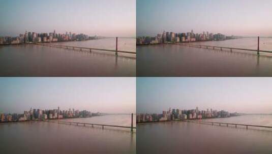 杭州钱江新城西兴大桥航拍4k高清在线视频素材下载