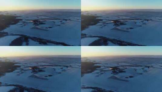 航拍冬季林海雪原风光高清在线视频素材下载
