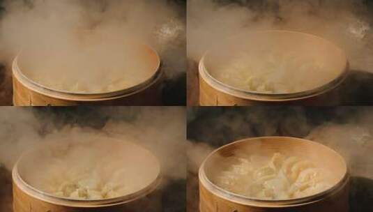 蒸笼冒热气 蒸笼特写 美食广告高清在线视频素材下载