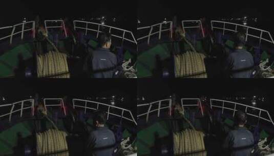 4kl1广东雷州市渔民准备停船放锚背影高清在线视频素材下载