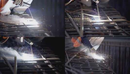 电焊工人焊接 火花四溅慢镜头高清在线视频素材下载