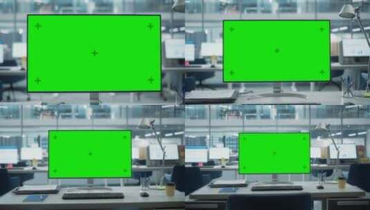 商务办公室台式电脑显示器绿背抠像素材高清在线视频素材下载