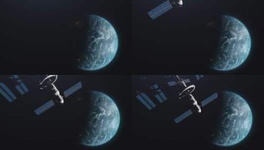 宇宙中飞行的空间站高清在线视频素材下载