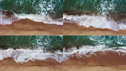 鸟瞰碧绿的大海和海浪高清在线视频素材下载