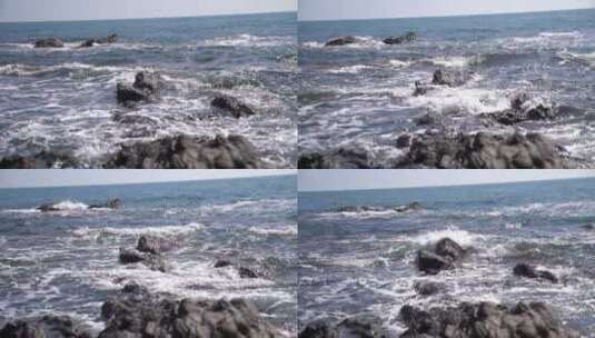 惊涛拍浪海浪拍打礁石涨潮高清在线视频素材下载