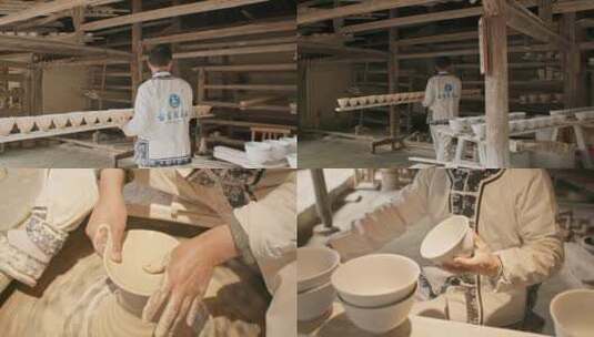景德镇陶瓷制作过程高清在线视频素材下载