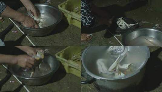 4kl1广东雷州渔民烹饪刚刚打捞的鱼2高清在线视频素材下载
