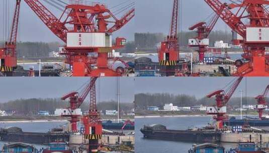 码头 海港 物流 水运 内陆港 货船高清在线视频素材下载