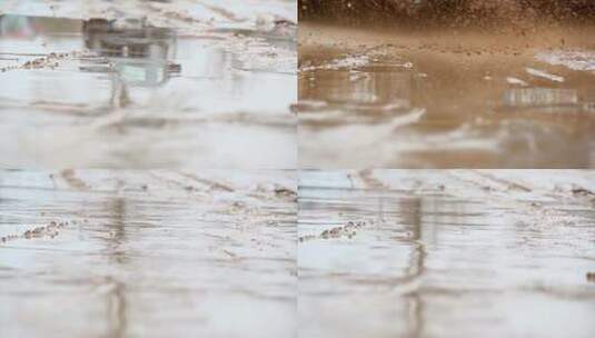 越野车在泥泞中行驶特写高清在线视频素材下载