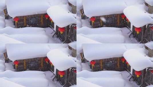 中国黑龙江雪乡大雪纷飞高清在线视频素材下载
