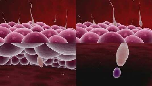 精子释放细胞核受精的显微视频4K高清在线视频素材下载