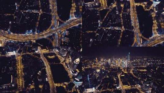 上海延安高架夜景航拍高清在线视频素材下载