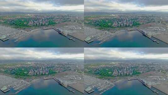 航拍挪威奥斯陆海港风光高清在线视频素材下载
