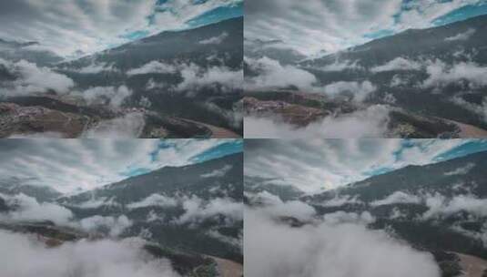 云南风光云层下的怒江福贡县城高清在线视频素材下载