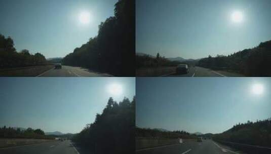 阳光公路行驶沿途风景风光高速公路第一视角高清在线视频素材下载