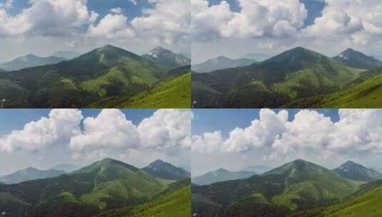 绿色高山上美丽的快速云阳光明媚的夏季自然景观高清在线视频素材下载