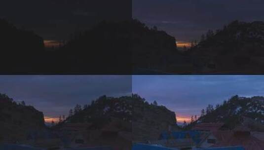 冬天多云的一天，尼泊尔多拉哈卡林乔克库里村日出的晨光延时。高清在线视频素材下载