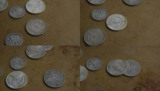 旋转着的古董硬币高清在线视频素材下载