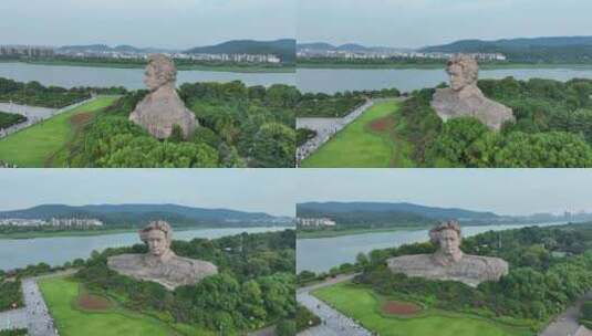 长沙橘子洲头航拍湘江橘子洲景区长沙地标高清在线视频素材下载