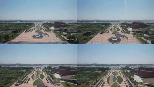 山东日照国际会展中心奥林匹克水上公园航高清在线视频素材下载