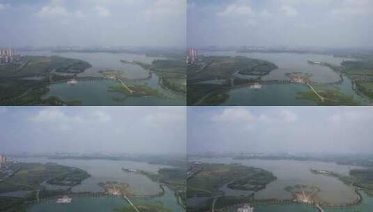安徽蚌埠龙子湖公园航拍高清在线视频素材下载
