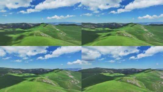 蓝天白云下的新疆伊犁草原风光高清在线视频素材下载