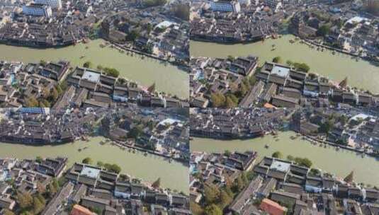 航拍的水镇风景高清在线视频素材下载