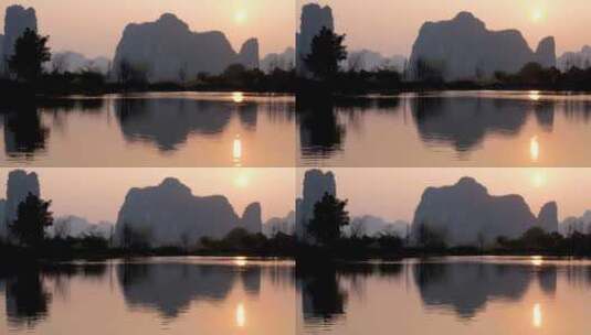 桂林漓江早上日出美景高清在线视频素材下载