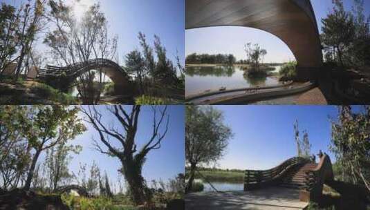 温榆河公园拱桥高清在线视频素材下载
