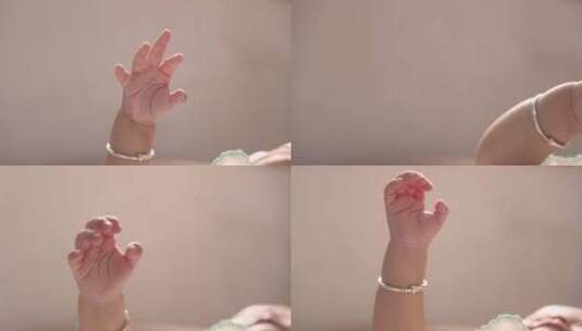 亚洲中国宝宝的小手牵手高清在线视频素材下载